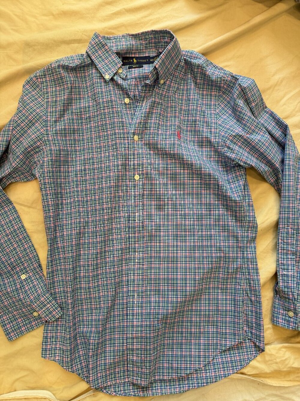 Ralph Lauren Slim Fit Blue Pink Green Plaid Shirt M
